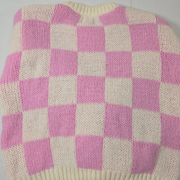Luna Ivy Game of Love pink combo large chunky sweater. - Picture 10 of 11